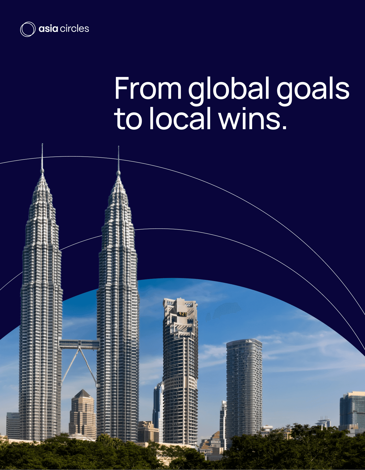A poster with Malaysia Petronas twin towers as the main focal point