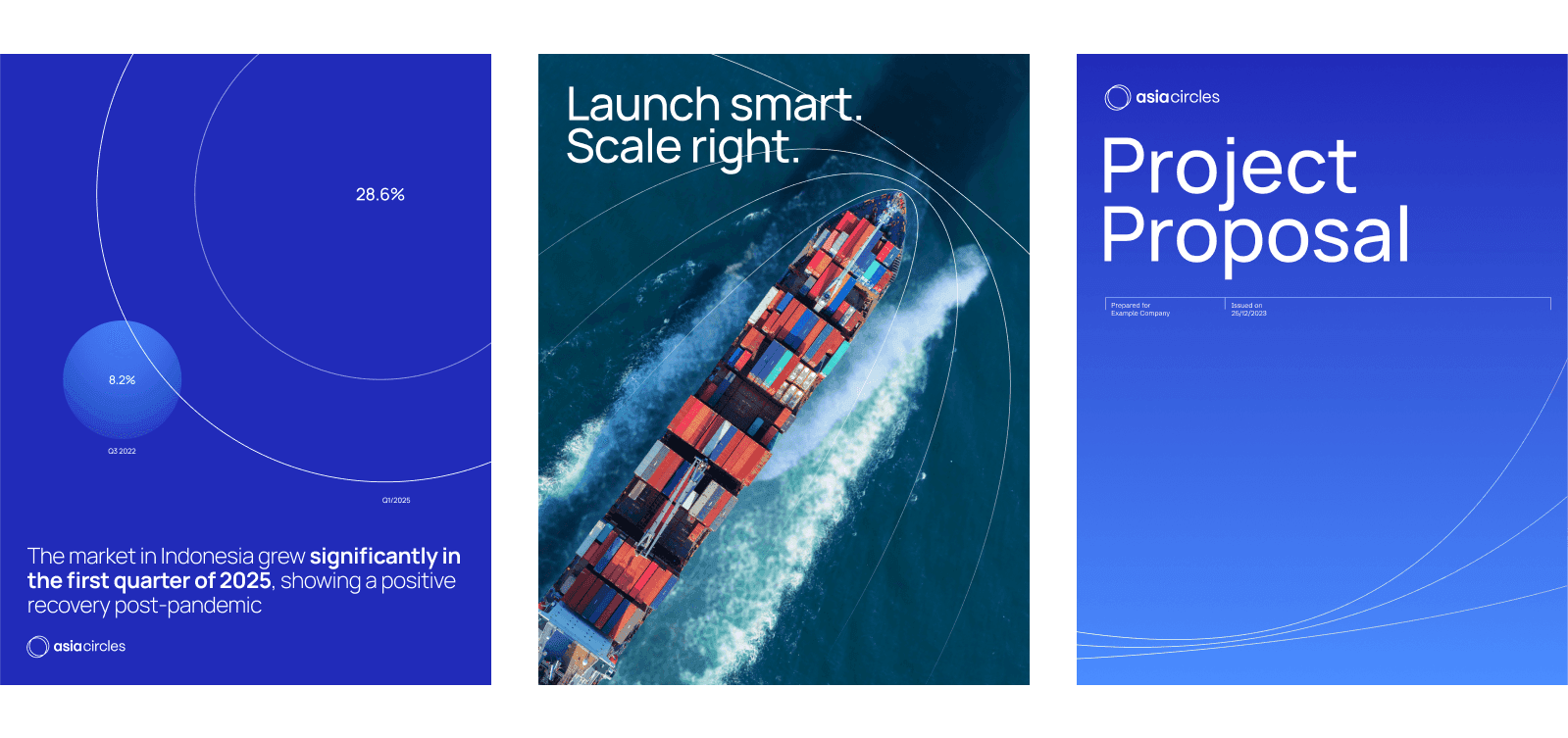 A set of posters showing the line motif. might include photo of containment ships